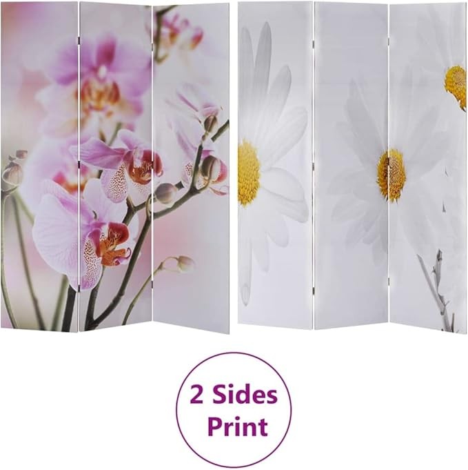 3 Panel Pink Flower Folding Room Divider 120x170cm Privacy Screen Decor