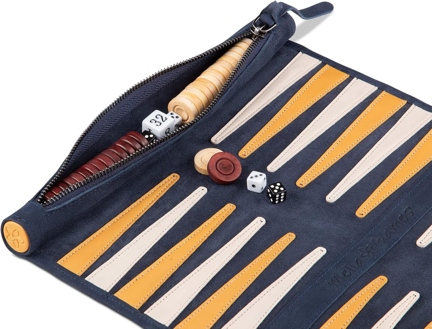 Luxury Travel Backgammon Set Genuine Leather Roll Up Portable Strategy Game
