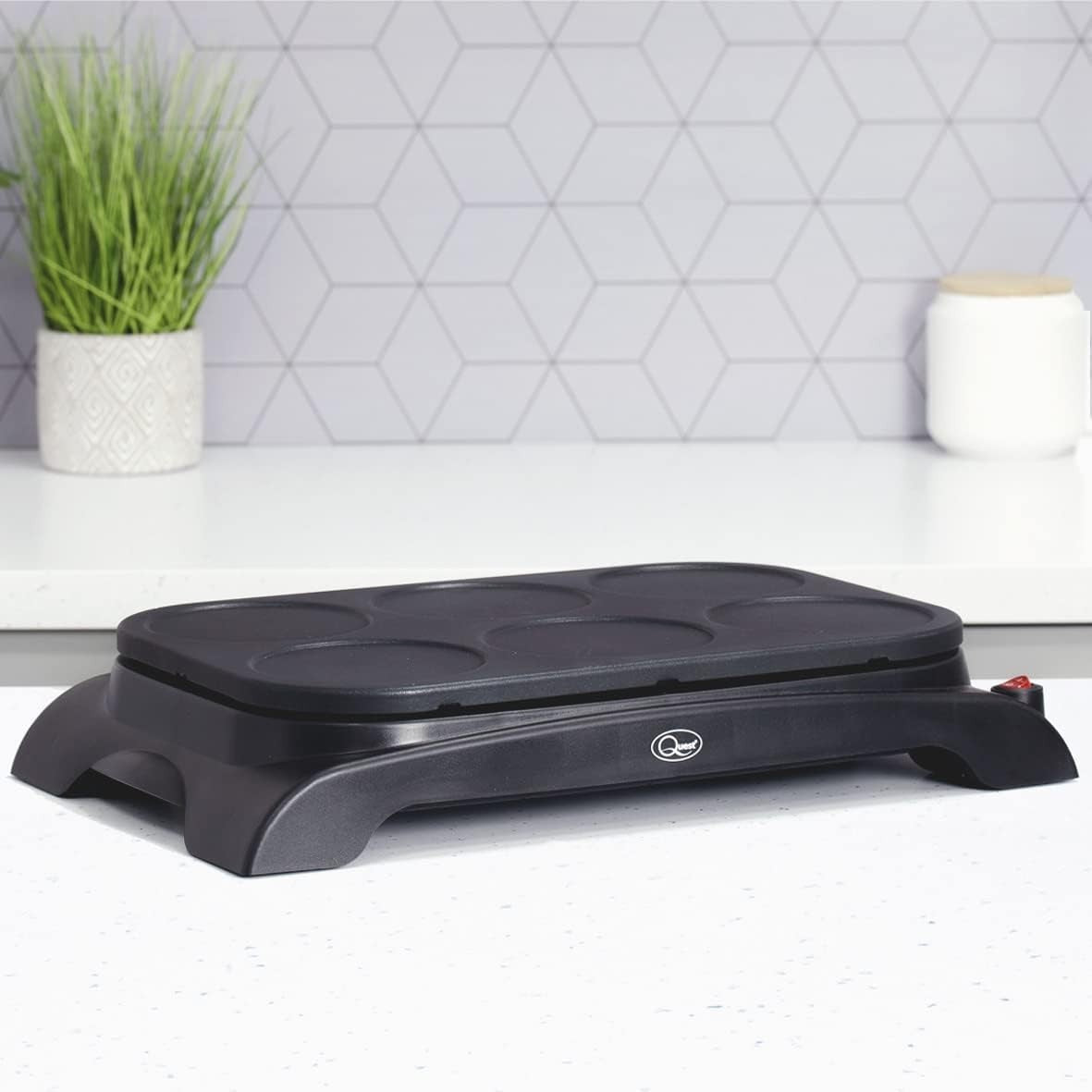 6-Mould Electric Pancake & Mini Grill 1000W Non-Stick with Tools