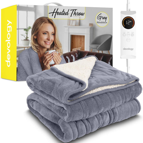 Electric Heated Throw Blanket Double 150x200cm Washable Fleece