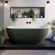 1650x750mm Freestanding Double Ended Bath Dark Green Acrylic Modern Oval