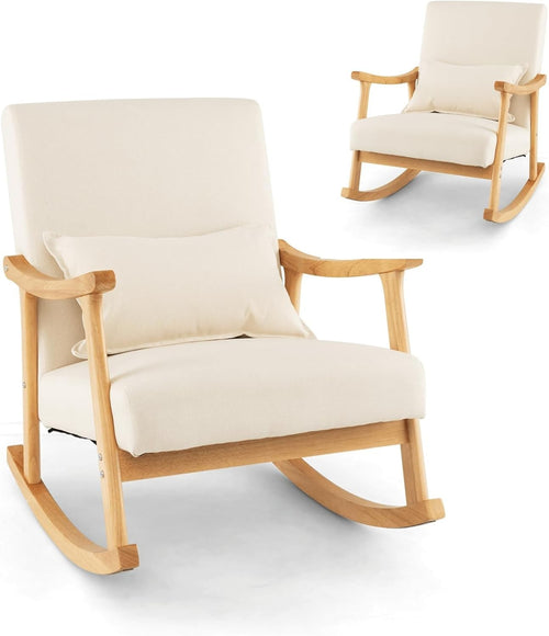 Rocking Lounge Chair Recliner Soft Cushion Lumbar Pillow 78x66x83cm