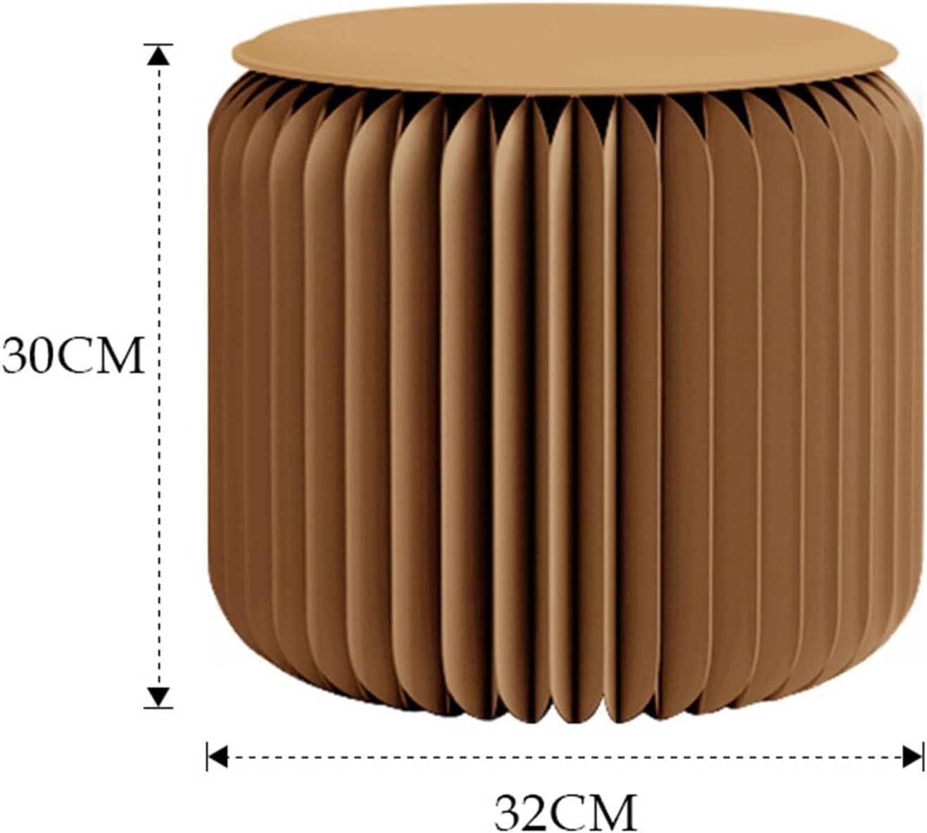 Brown Folding Paper Stool – Portable Honeycomb Seat & Side Table, 30×32cm
