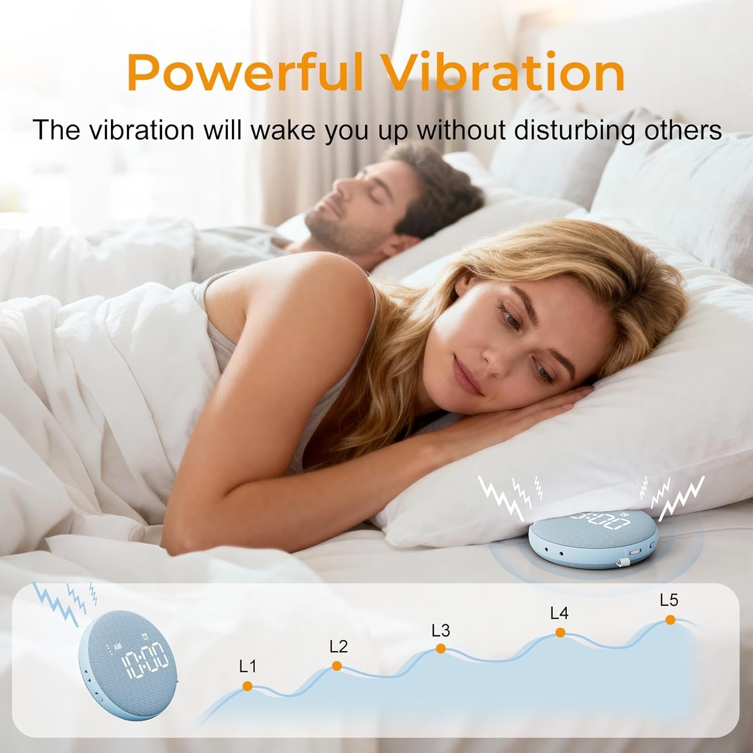 Vibrating Alarm Clock for Heavy Sleepers Bed Shaker Loud Digital Display
