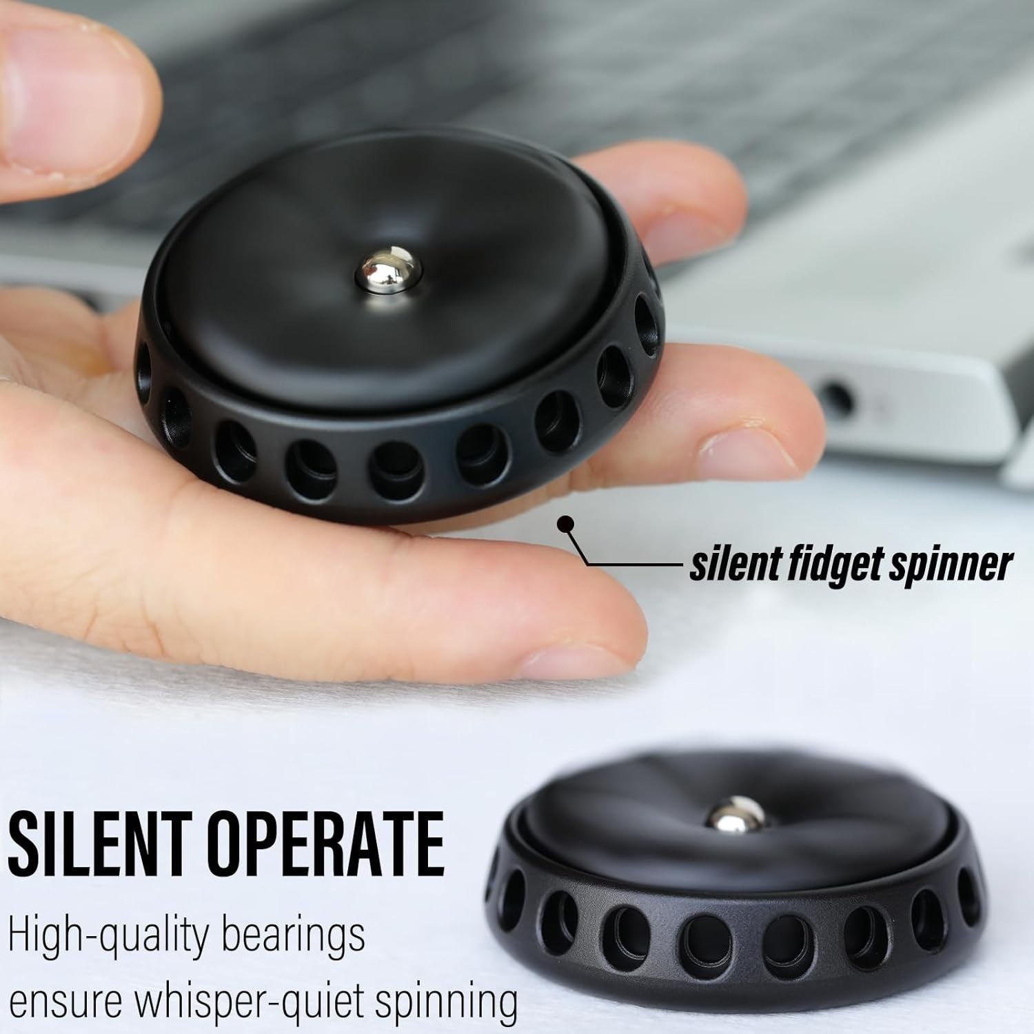 Black Flower Metal Fidget Spinner Silent DIY Coin Top Slider