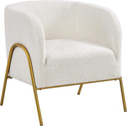 Boucle Tub Chair Ivory Accent Barrel Chair Gold Metal Legs