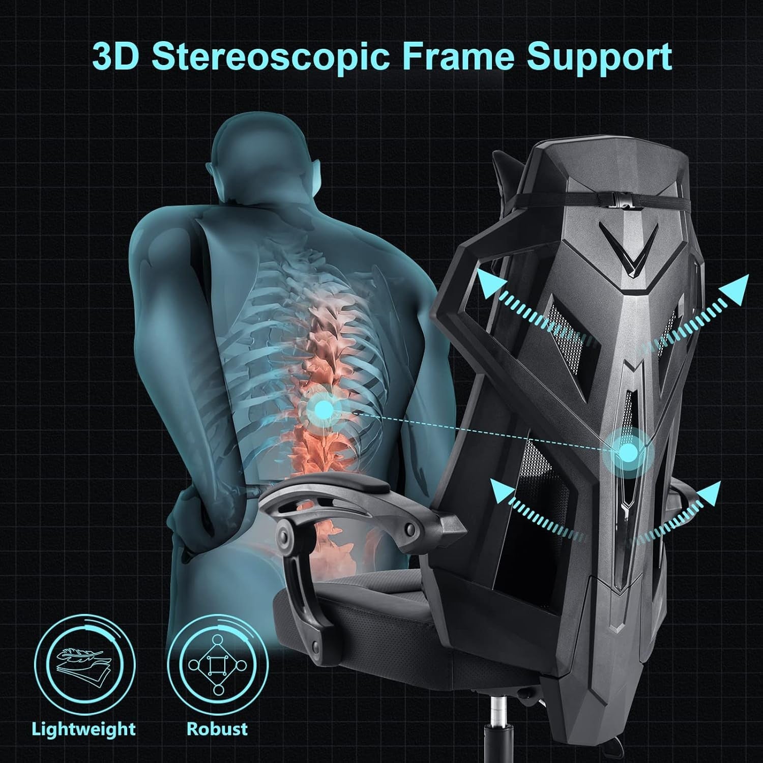 Ergonomic Mesh Gaming Chair Recliner w/ Footrest Lumbar Support