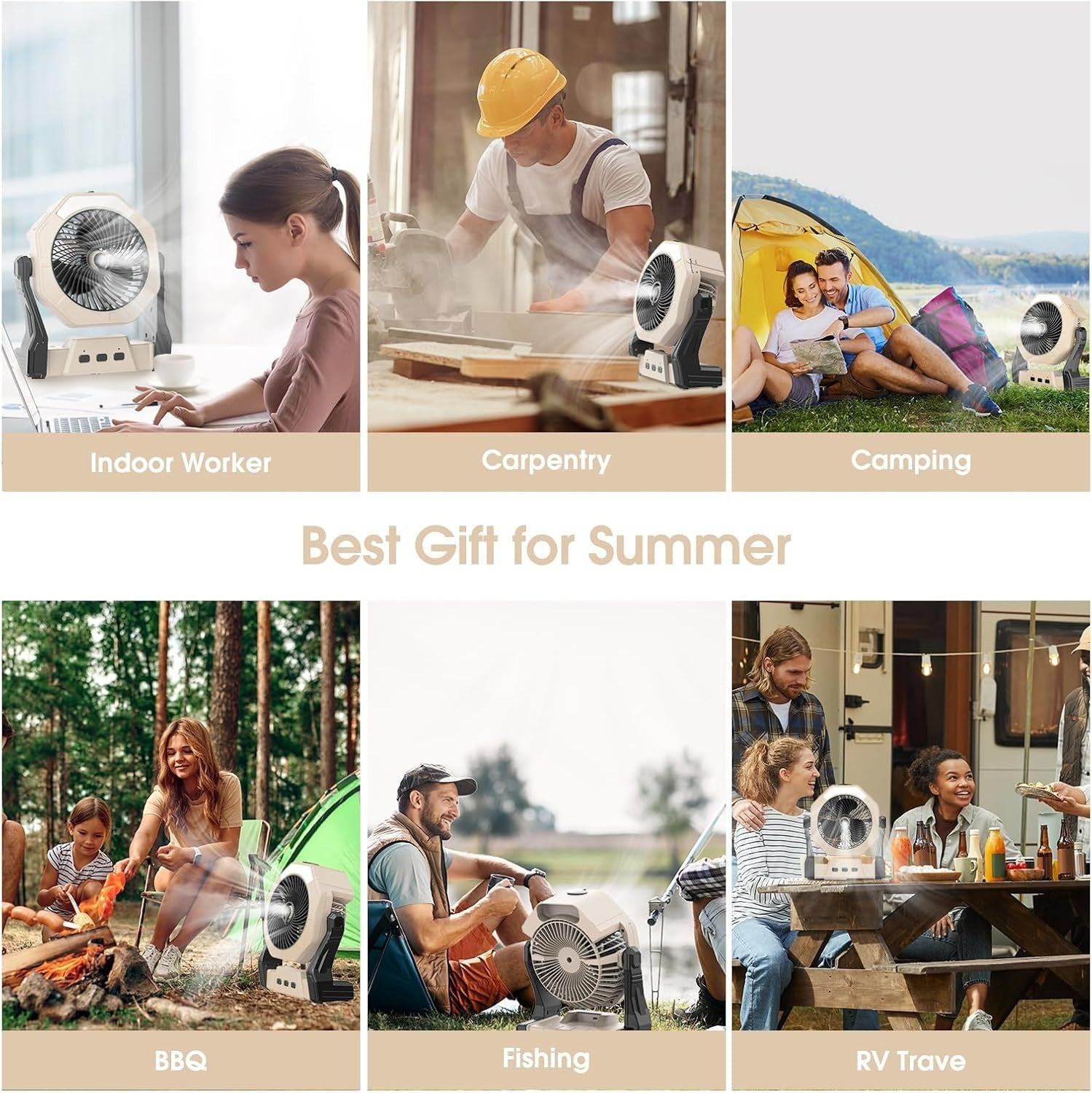 8in Portable Misting Fan – 10000mAh Rechargeable LED Desk Fan with 250ml Tank