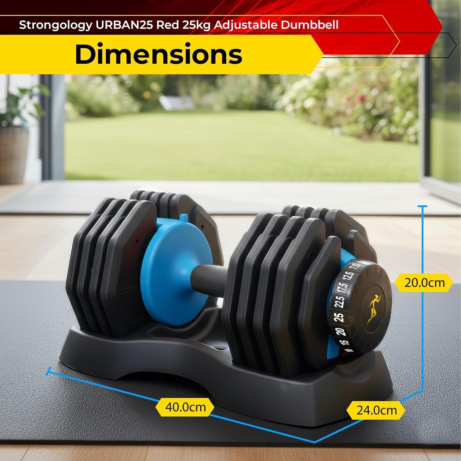 Adjustable Smart Dumbbell 2.5–25kg Quick Dial Compact Home Gym Weight