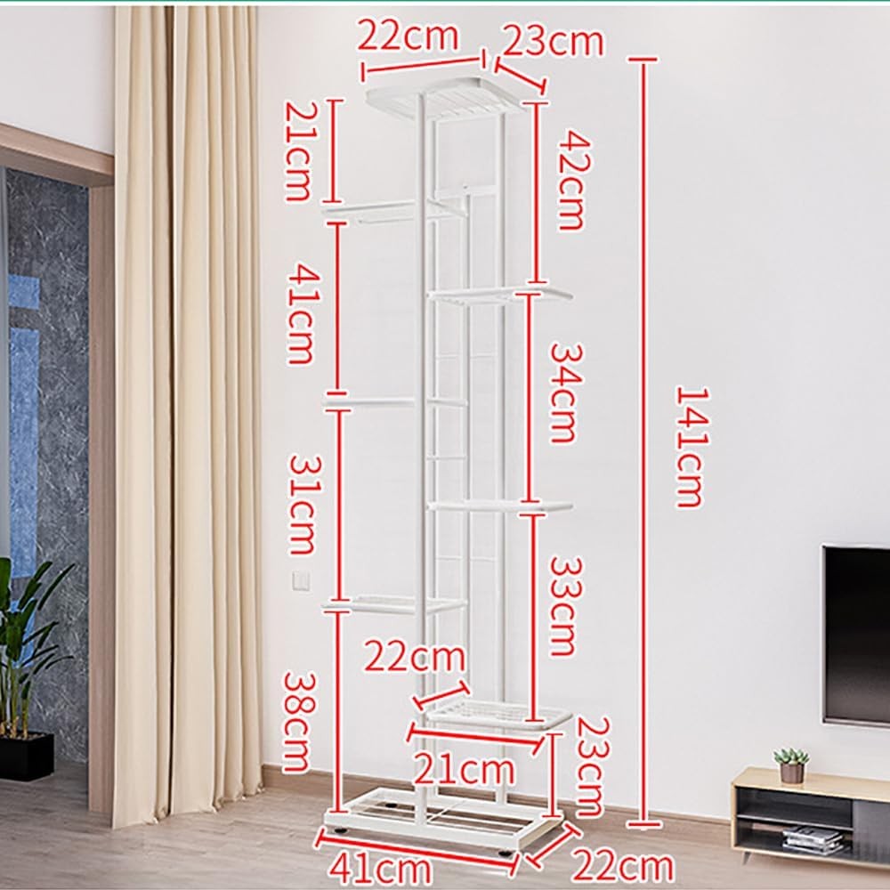 8 Tier Metal Plant Stand Indoor Tall Flower Shelf Corner Rack for Balcony Patio