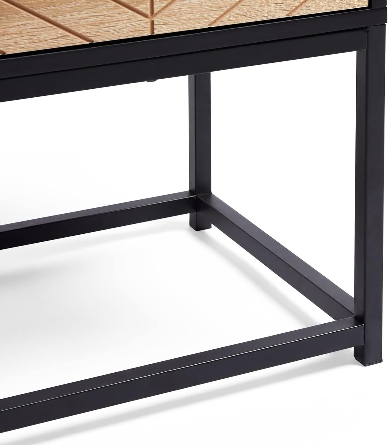 Set of 2 Modern Industrial Bedside Tables | Black & Light Wood Nightstands