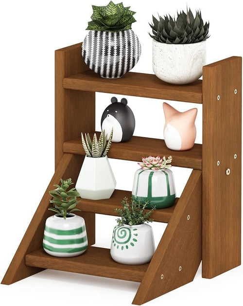 Wooden Plant Stand Staircase Shelf Indoor Outdoor Succulent Display Rack