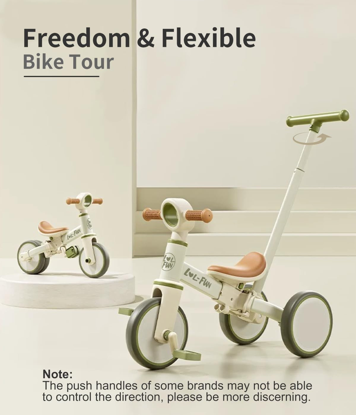 Convertible Toddler Tricycle Parent Push Handle Balance Bike Age 10M-4Y