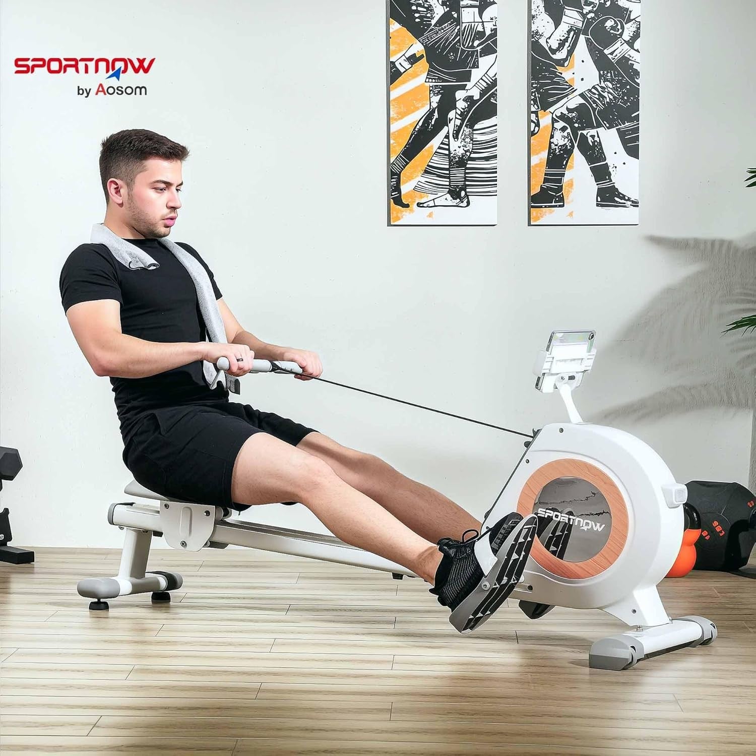 16-Level Magnetic Rowing Machine Dual Rail Quiet Rower LCD Phone Holder 150KG