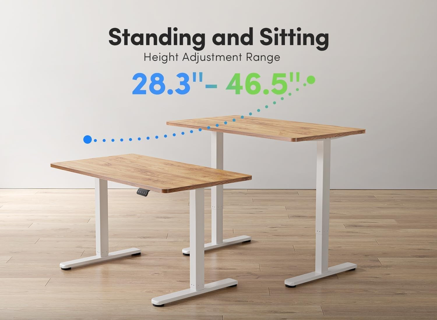 Light Brown Electric Standing Desk 120x60cm with White Frame & Memory