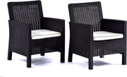2 Rattan Tub Armchairs Set Garden Patio Dining Chairs Cushioned Outdoor