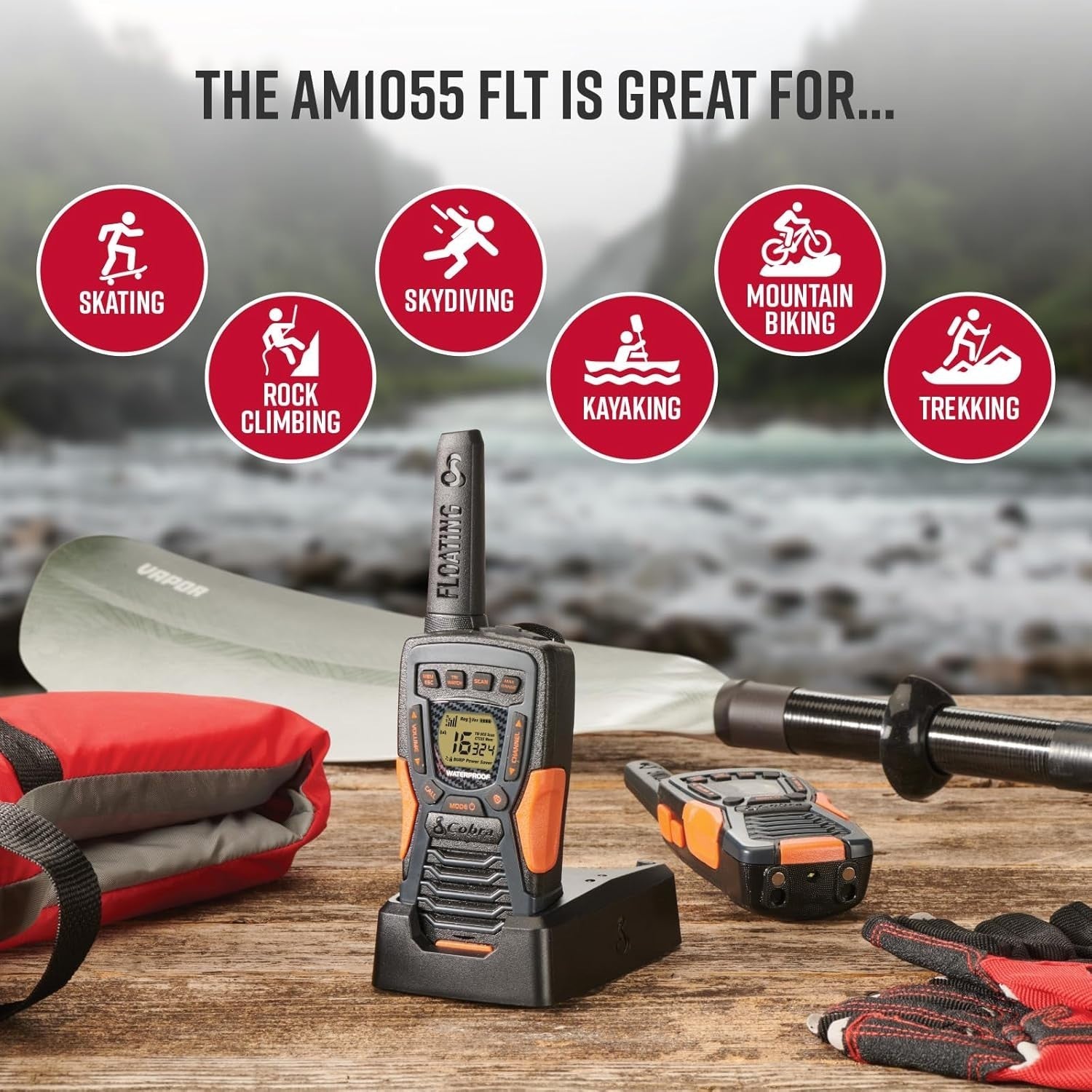 Floating Waterproof Walkie Talkies 2 Pack 12KM Range VOX Rechargeable
