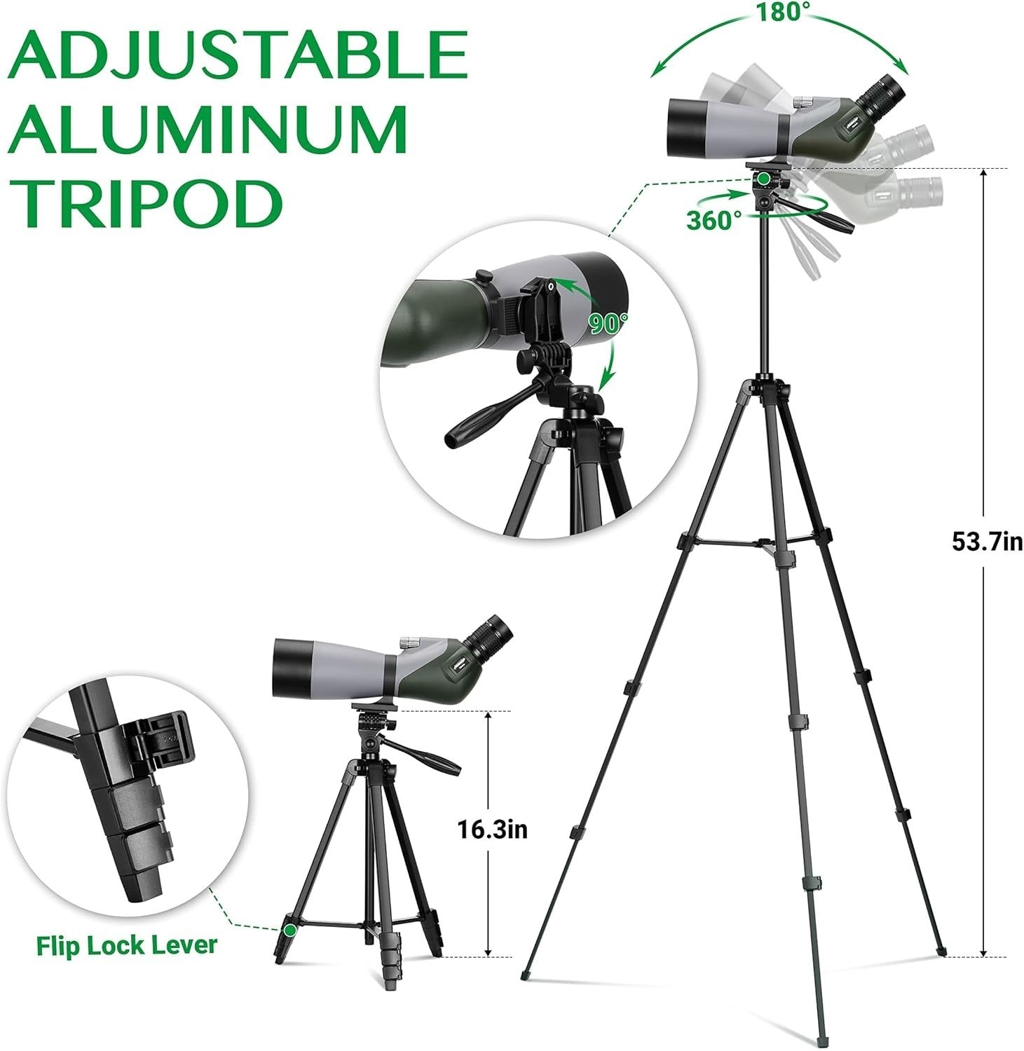 20-60X70 Spotting Scope for Bird Watching with Tripod & Phone Adapter