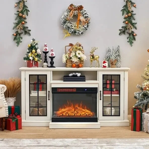 Electric Fireplace TV Stand 150cm Heater Cabinet with Storage & Remote