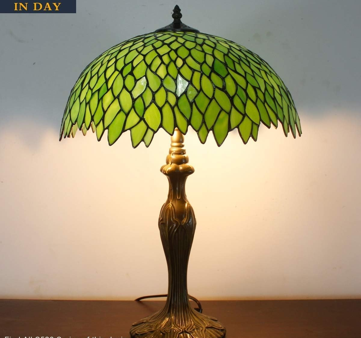 Tiffany Style Stained Glass Table Lamp Green Wisteria Desk Light 16x40x60cm