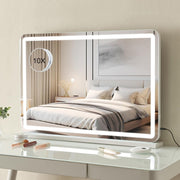 Touchscreen LED Vanity Mirror 55x80cm with USB Port & 10X Magnifier