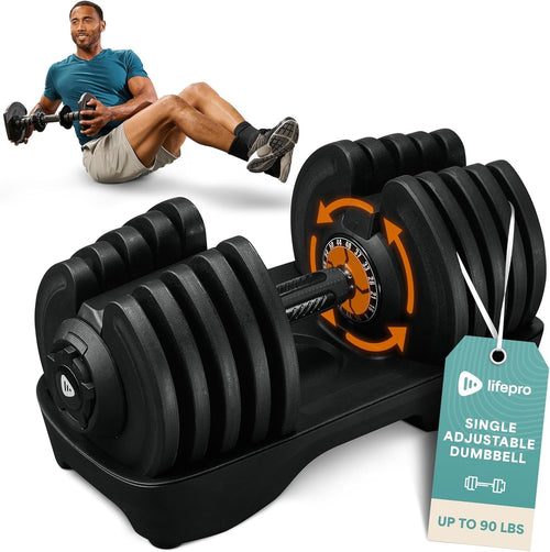 90lb Adjustable Dumbbell Single Quick Change Rotating Home Gym Weight