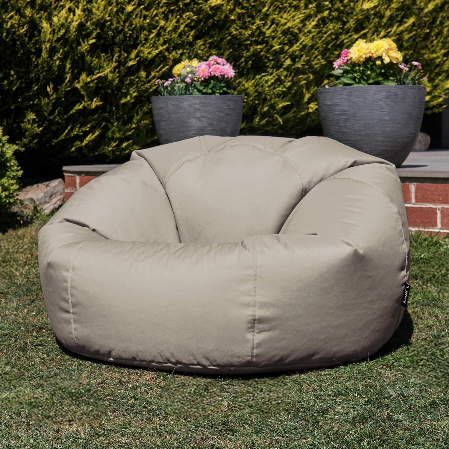 Waterproof Beige Outdoor Bean Bag Chair Garden Seat Floor Lounger