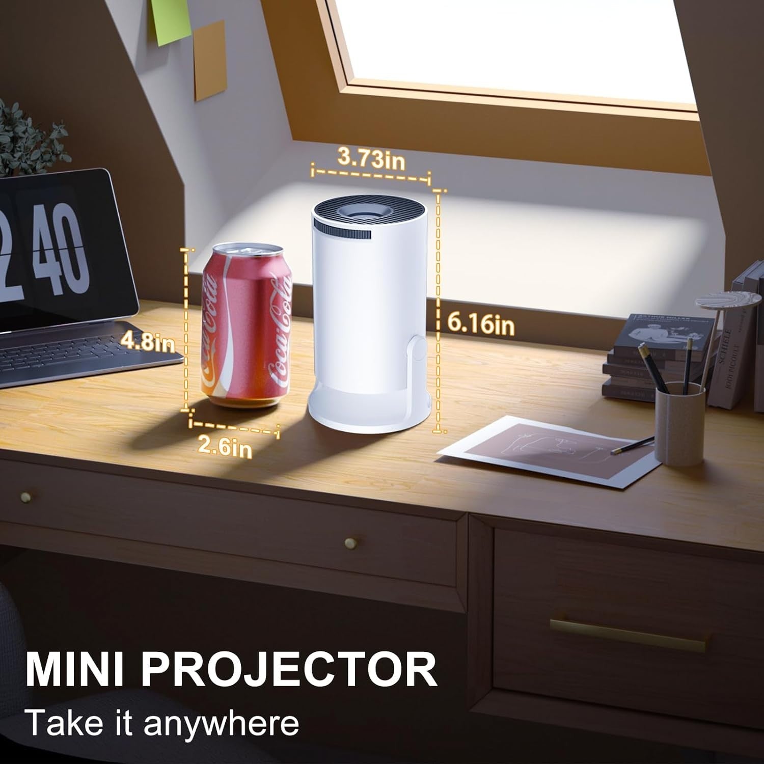 1080P WiFi 6 Mini Projector 4K Support Bluetooth Short Throw Portable
