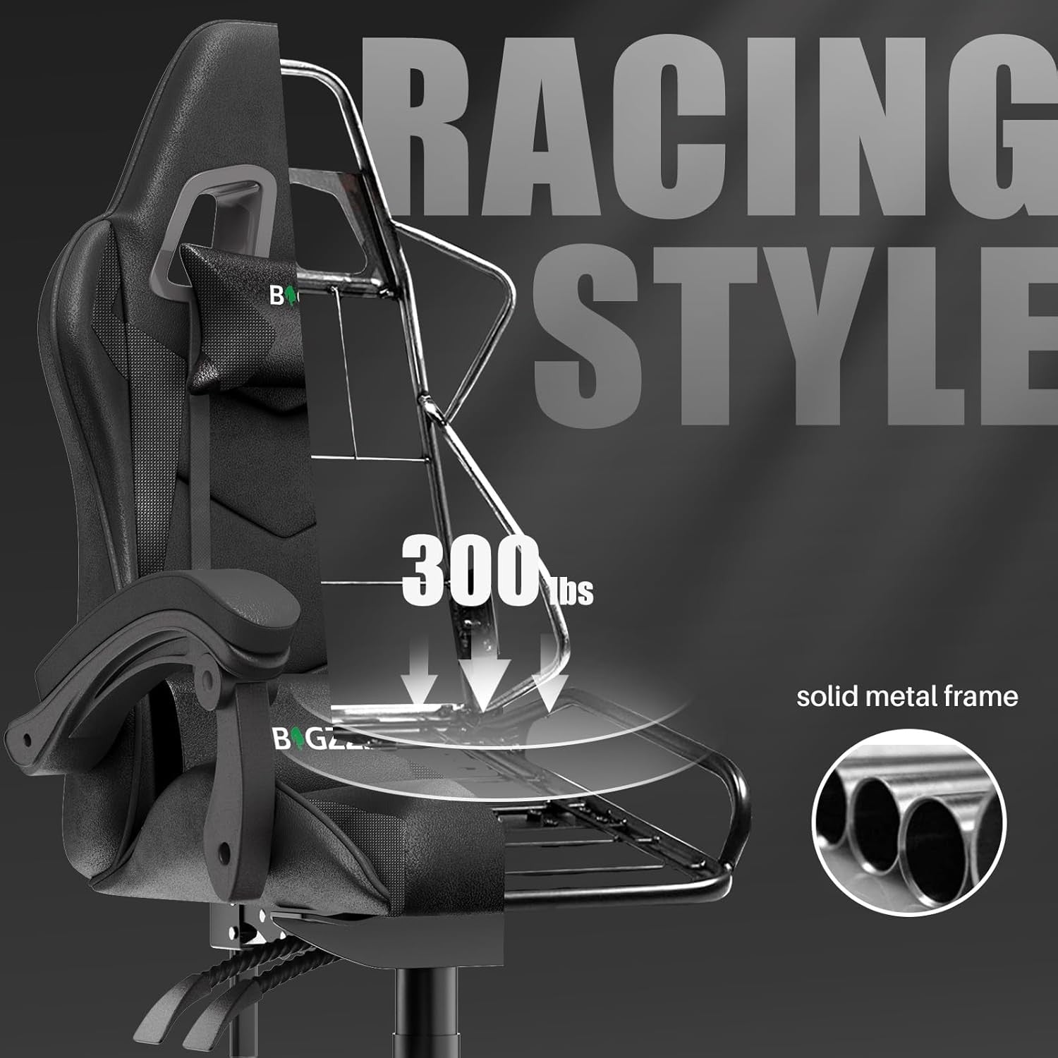 Ergonomic Gaming Chair Black Adjustable Office Chair Lumbar Support