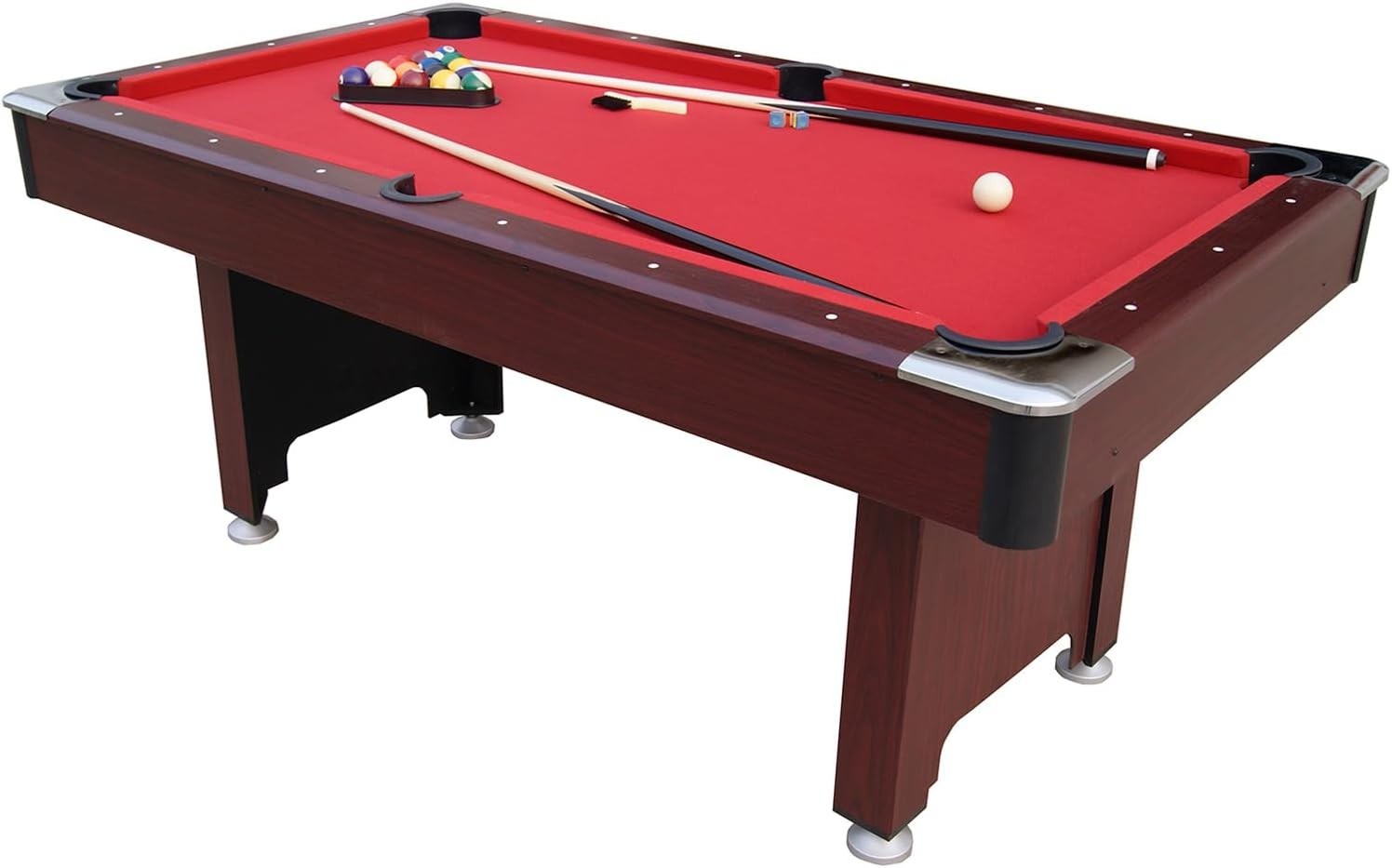 6FT Pool Table with Ball Return System Full Size Billiards Set