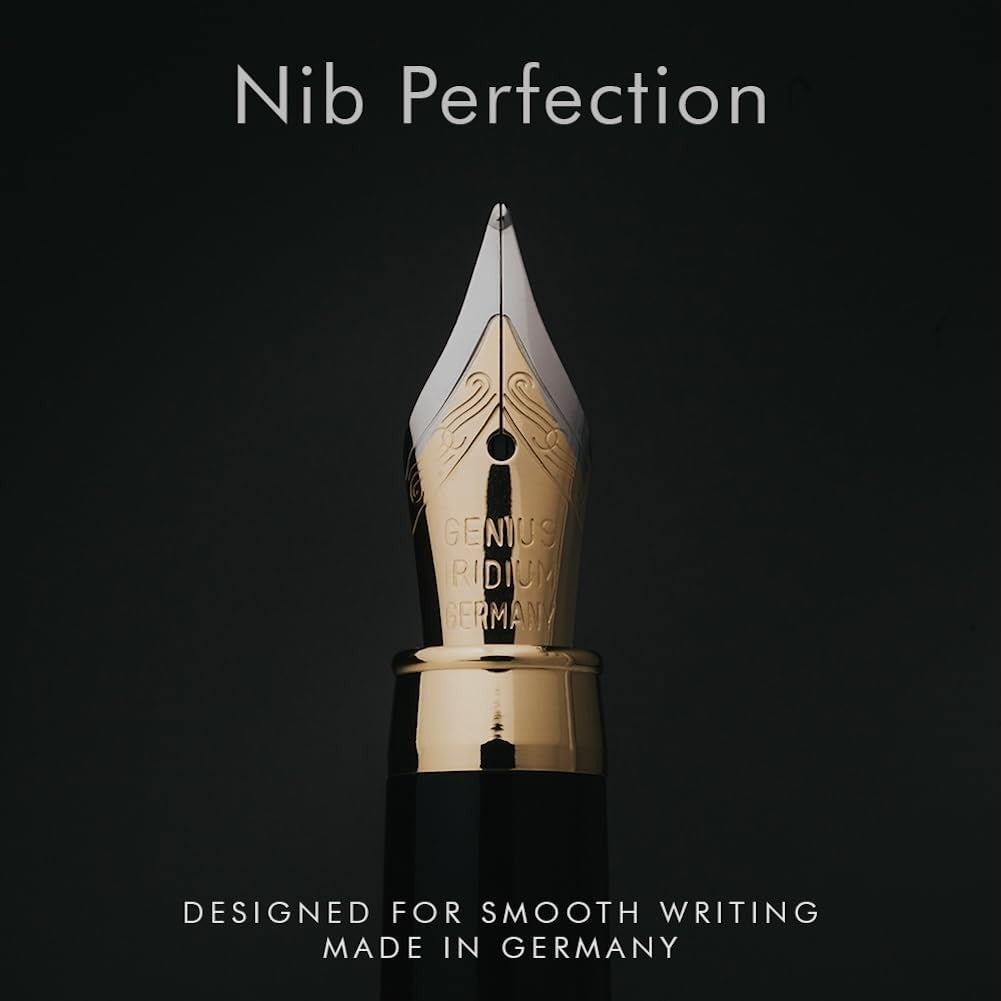 Luxury Bamboo Fountain Pen Brown Wood – Medium Nib, Gift Case, Smooth Writing