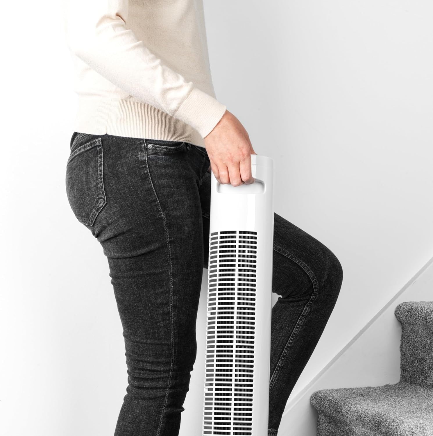 32" Tower Fan – 3-Speed Quiet Oscillating Cooling Fan w/ Timer & Handle White