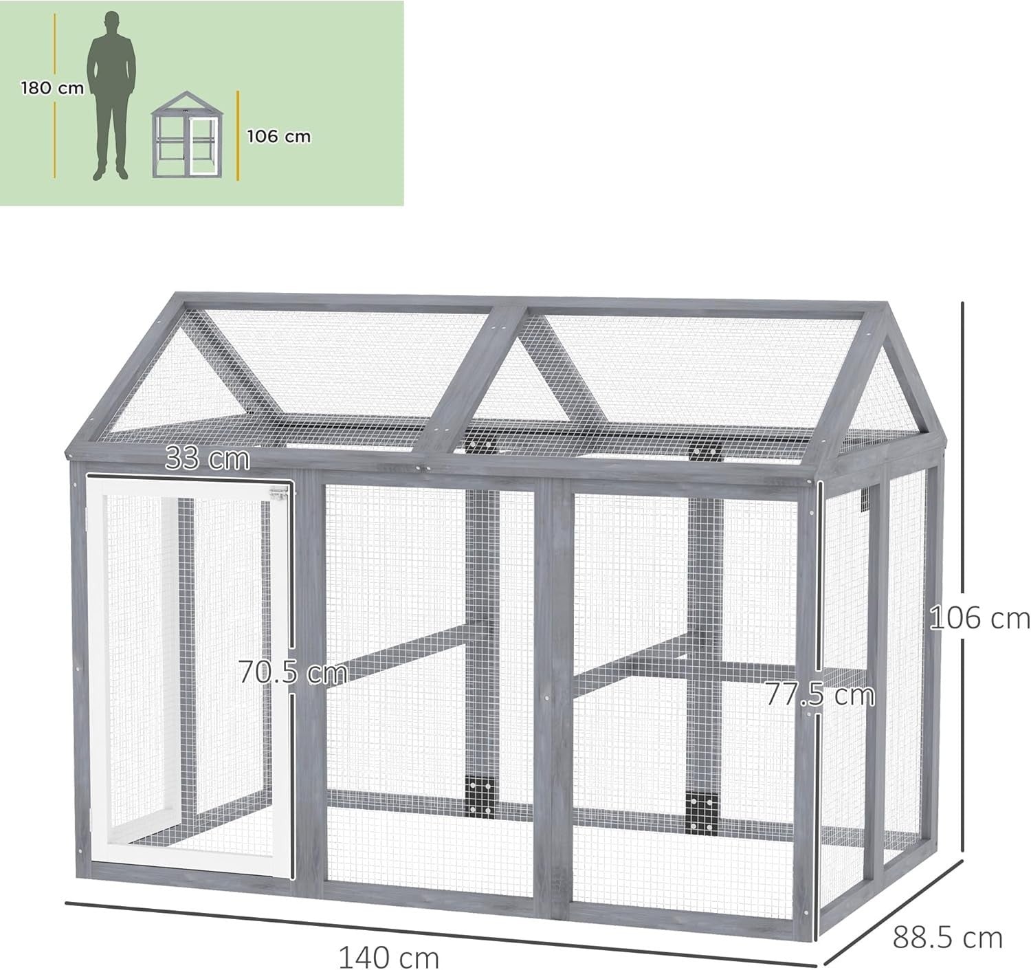 Grey Wooden Chicken Run Outdoor Modular Pet Enclosure Lockable 1–3 Hens