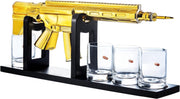 Gold AR15 Style Whiskey Decanter Set with Bullet Glasses Luxury Bar Gift