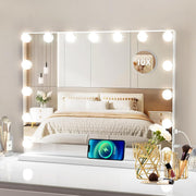 Hollywood Vanity Mirror with 15 Lights, Touchscreen, Dimmable, USB