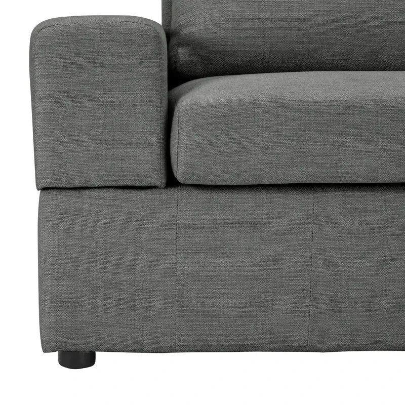 4 Seater Modular Sofa with Footstools Dark Grey Linen Padded Couch