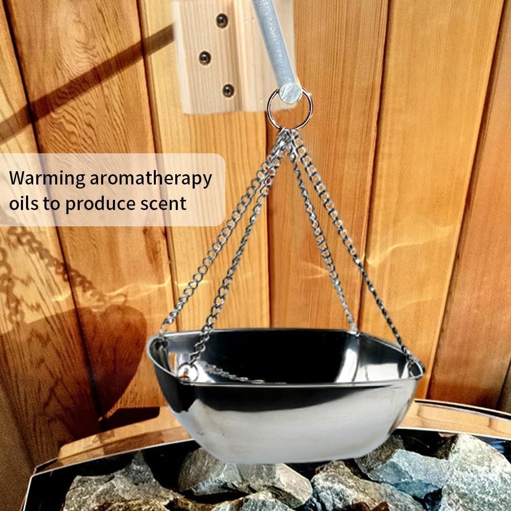 Square 20cm Stainless Steel Sauna Aroma Bowl w/ Adjustable Swing Arm