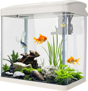 17L Glass Fish Tank With Filter LED Light Pump Betta Aquarium White