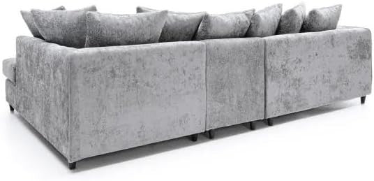 Light Grey L-Shape 5 Seater Modular Corner Sofa Left Hand Fabric Couch