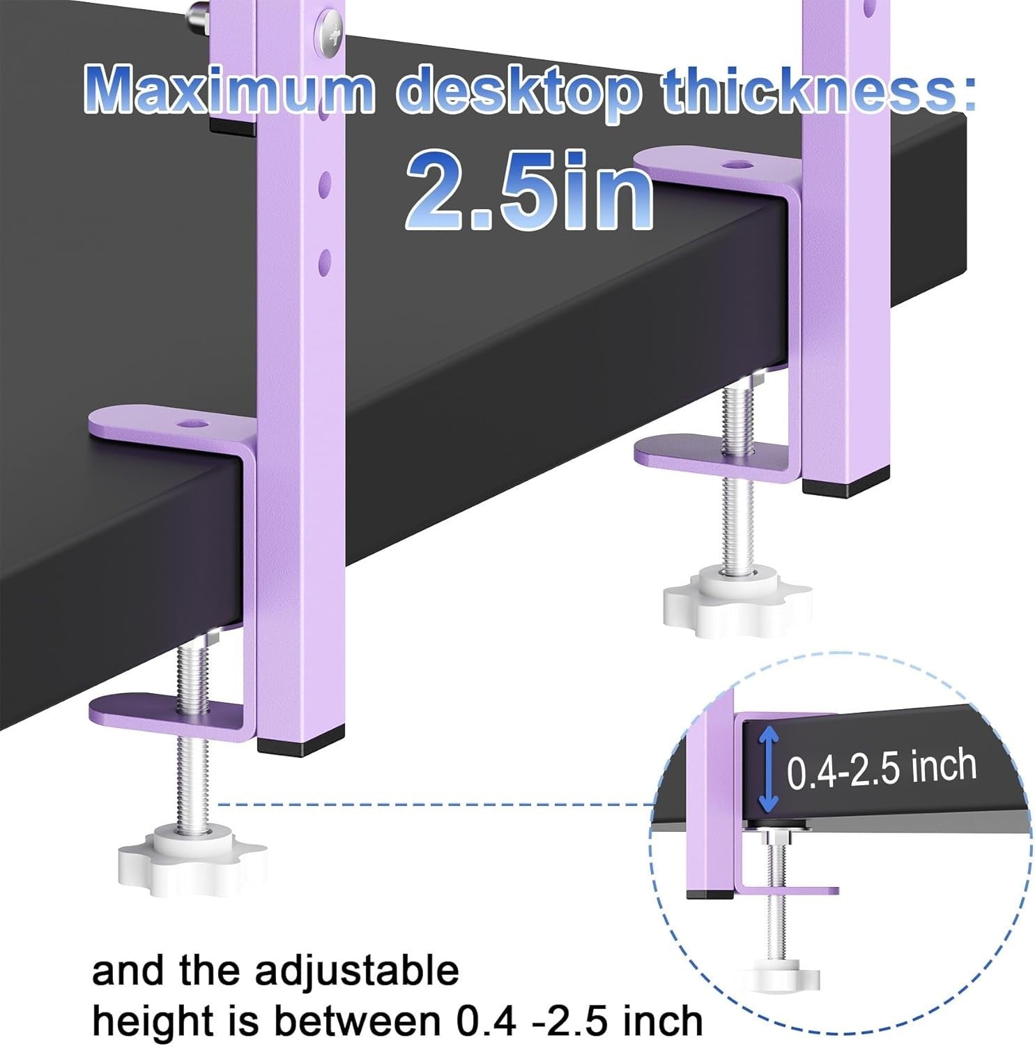 Purple Clamp-On Desk Shelf 2-Tier Adjustable Desktop Organizer Storage Rack