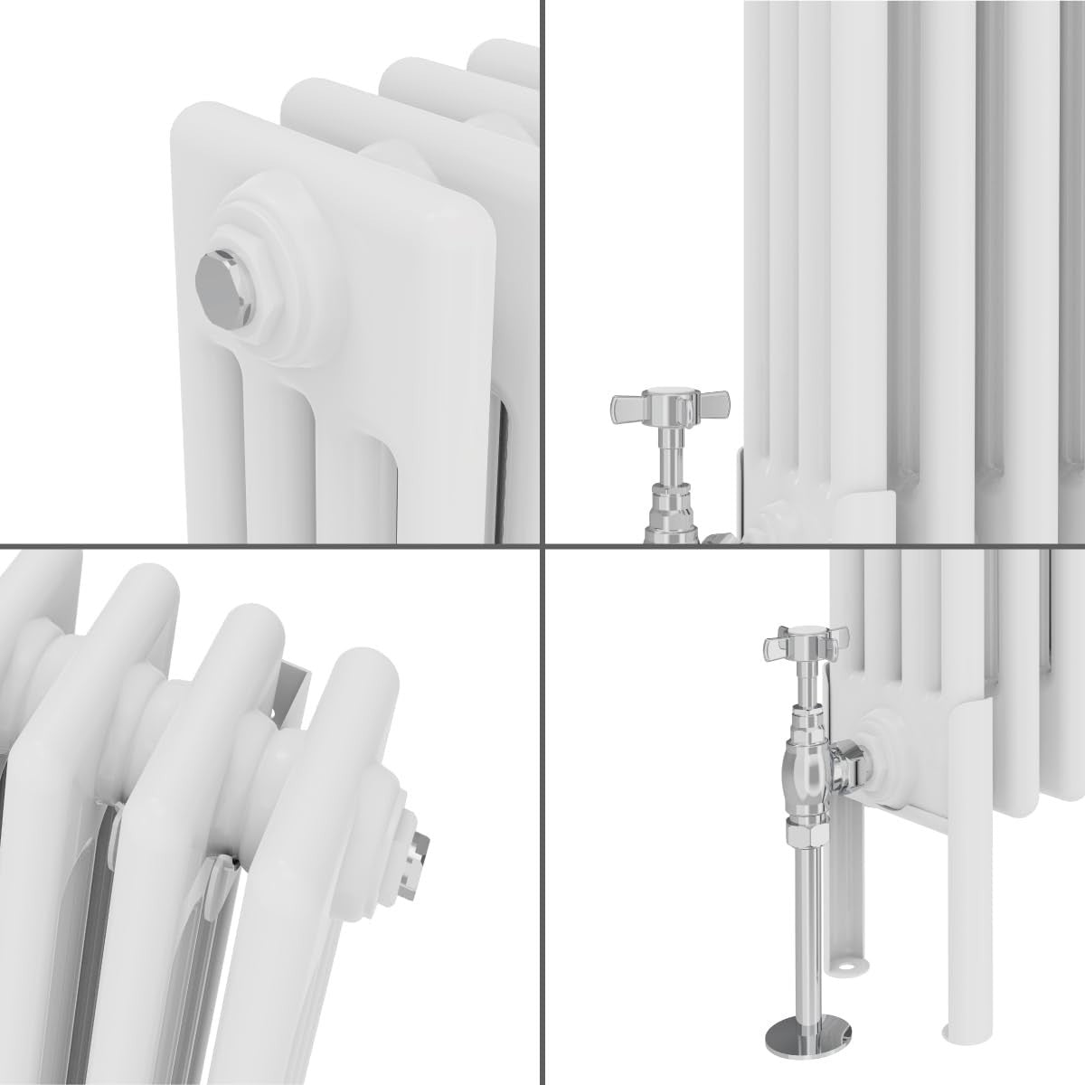 Gloss White 4 Column Radiator 600x1010mm Central Heating Bathroom