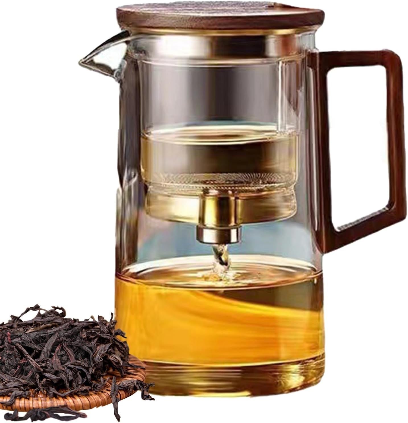 750ml Glass Teapot with Infuser Wooden Handle Loose Leaf Tea Maker