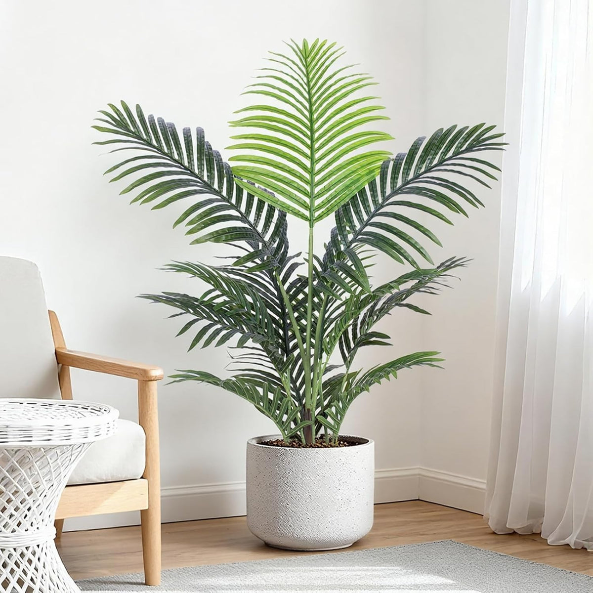 90cm Artificial Palm Tree Small Tropical Plant Real Bark Trunk Indoor Home Decor