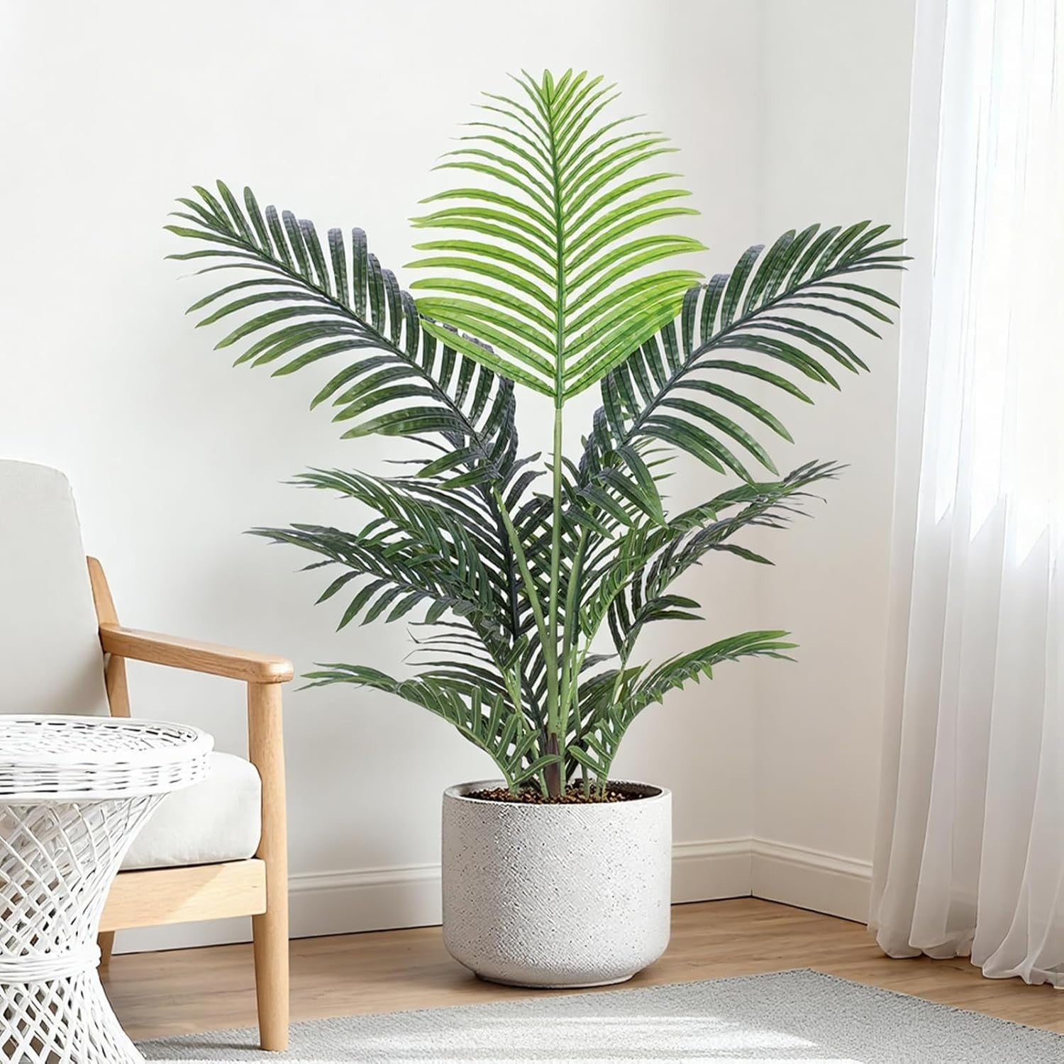 90cm Artificial Palm Tree Small Tropical Plant Real Bark Trunk Indoor Home Decor