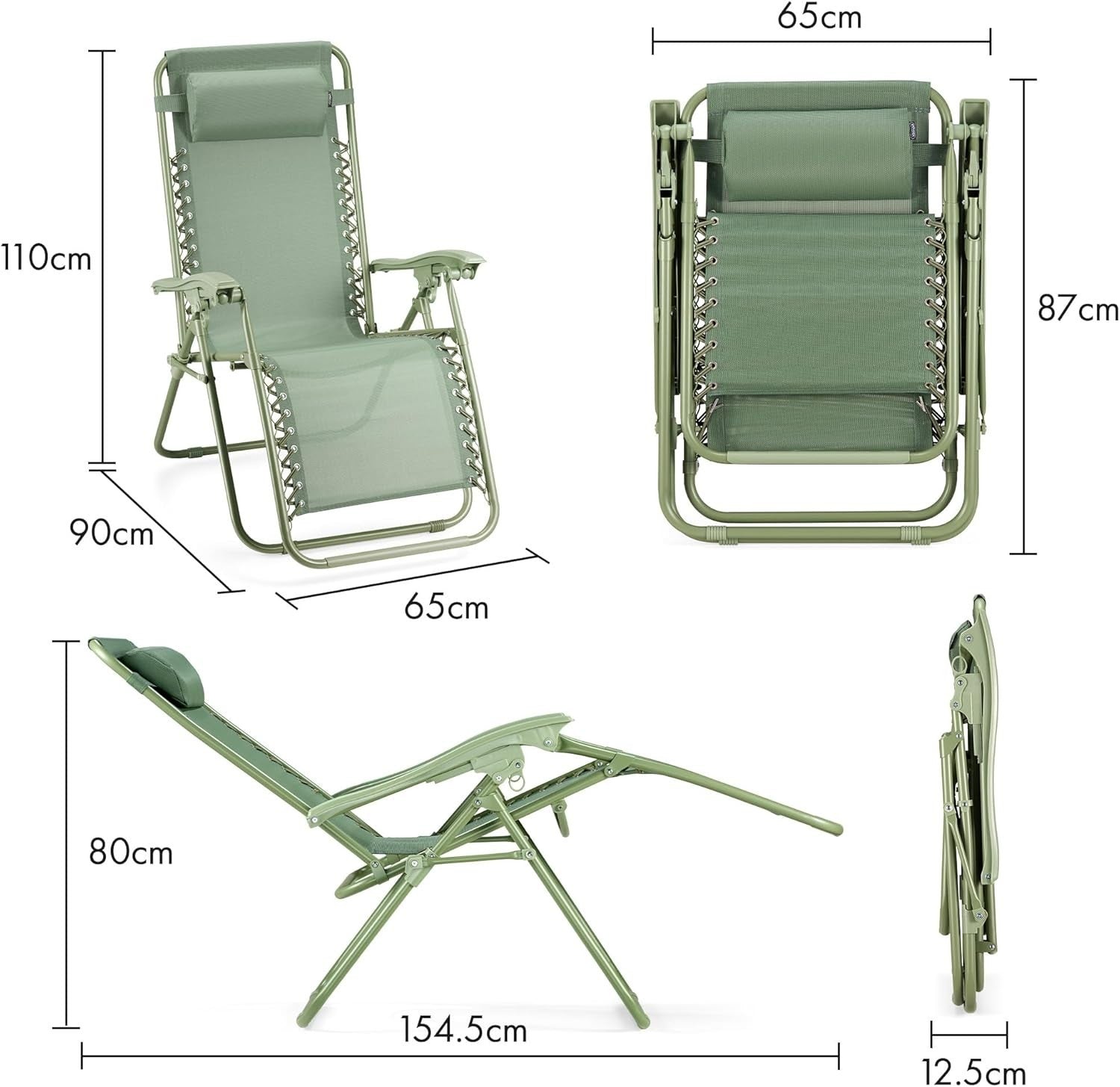 Outdoor Folding Zero Gravity Recliner Chairs 2-Pack Patio Sun Loungers