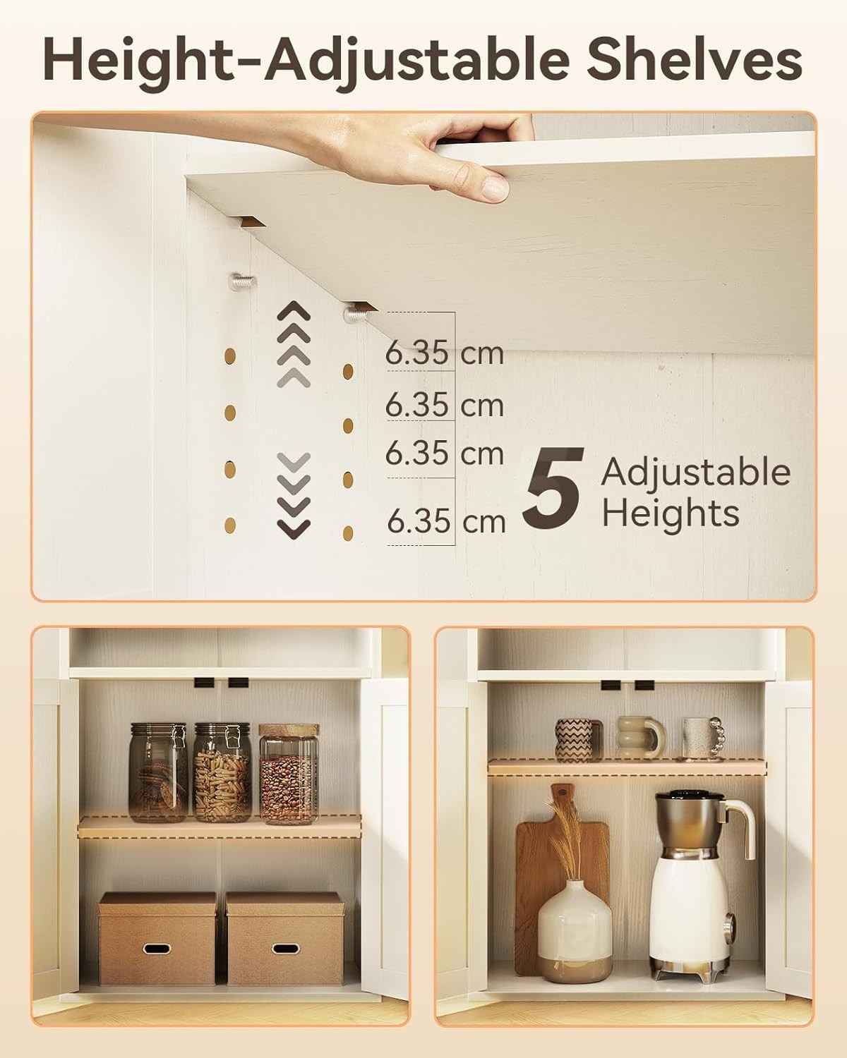 6 Tier White Bookcase with Doors Tall Storage Cabinet Shelf 48x24x176cm Display