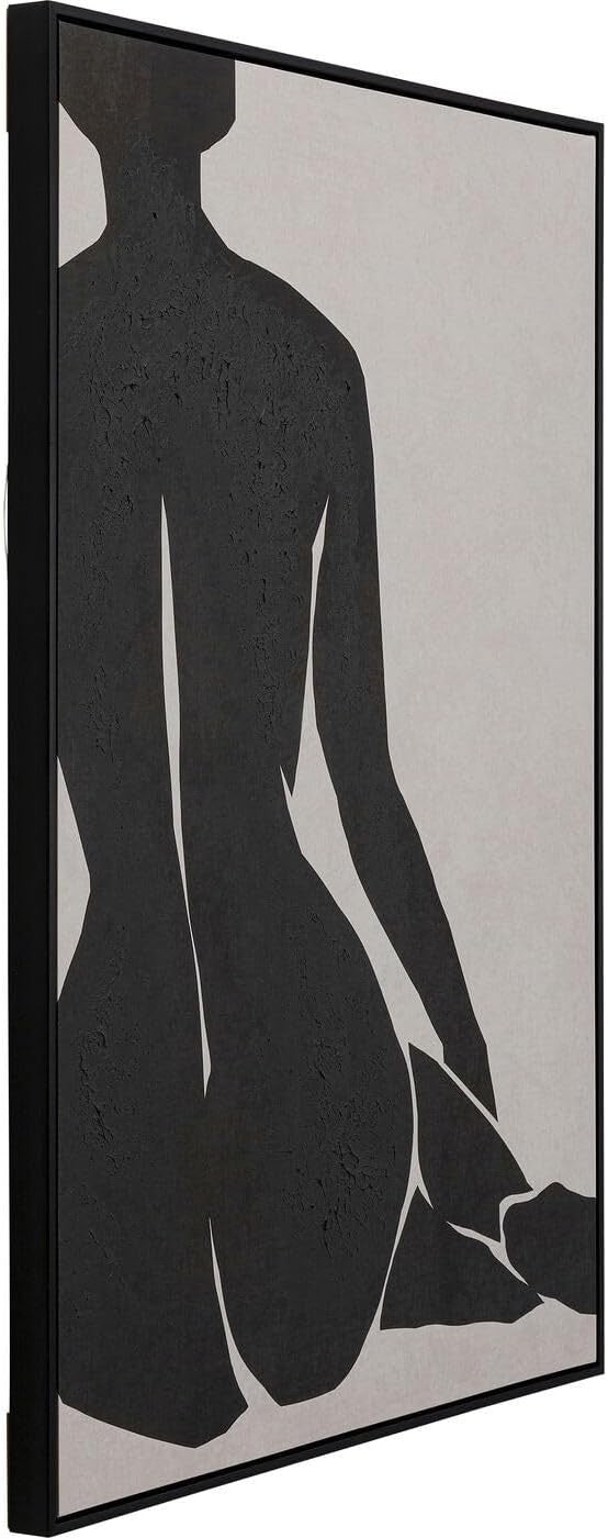 Large Nude Lady Abstract Canvas Wall Art Black Beige 70x110cm