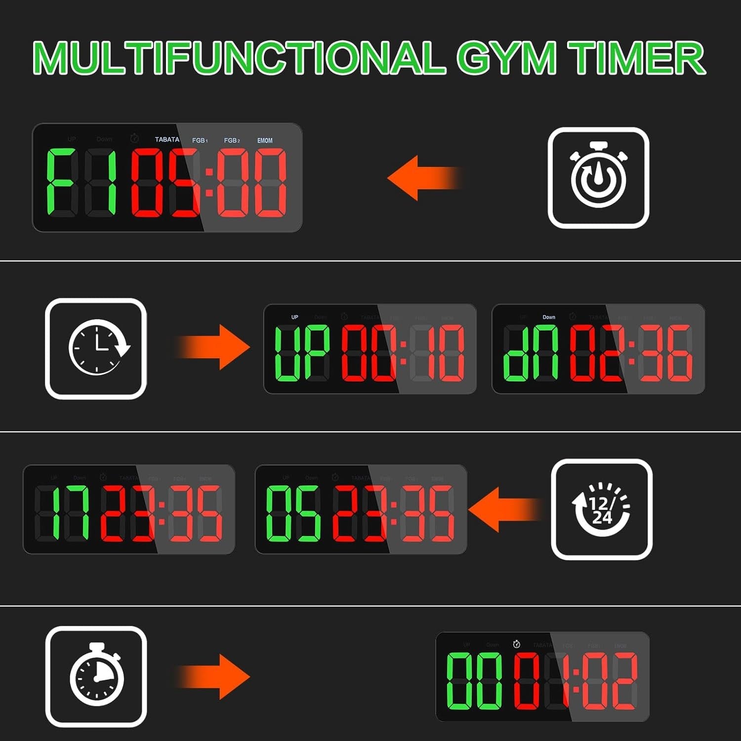 Large Digital Gym Timer Wall Clock Interval Countdown Remote Control