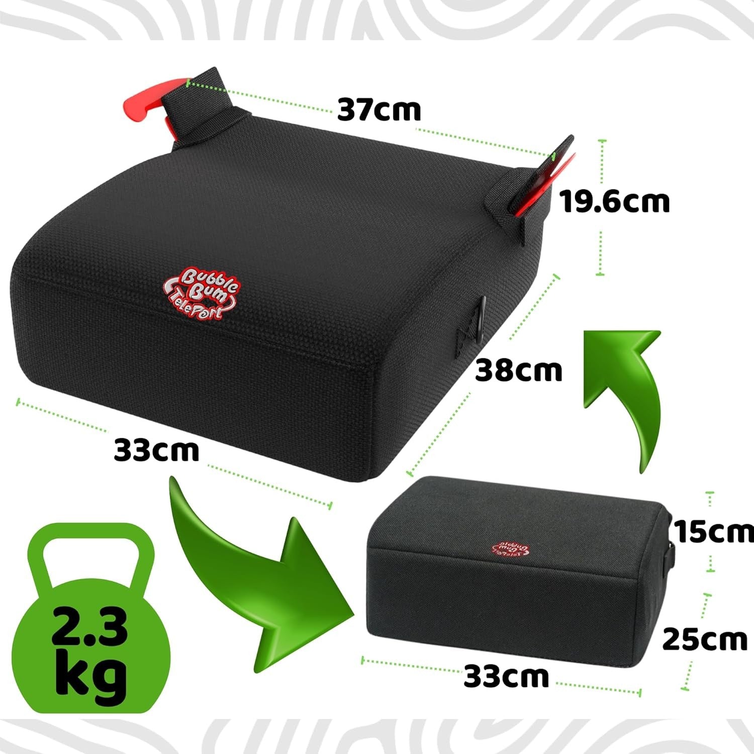 Portable Booster Car Seat Backless Foldable Travel Seat R129 125–150cm