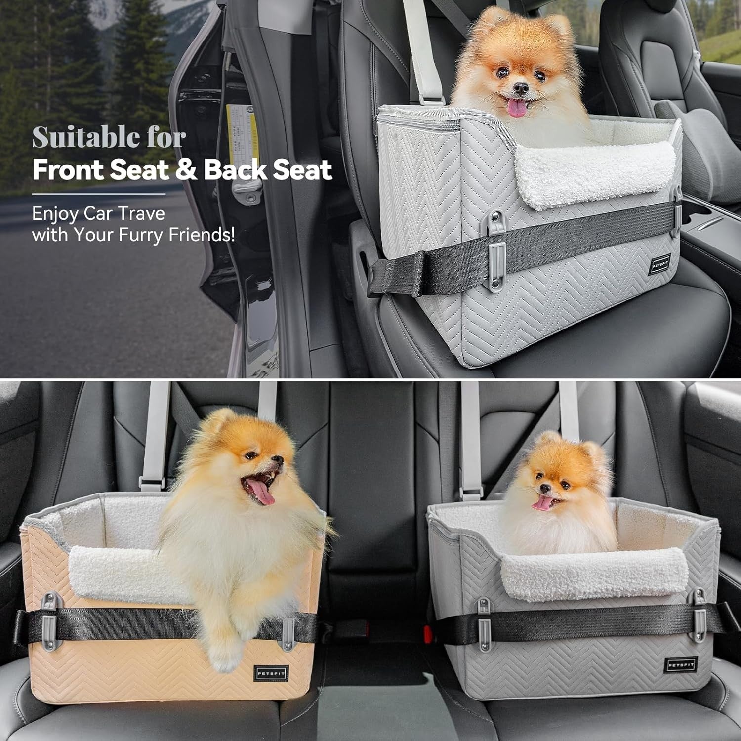 Small Dog Booster Car Seat Waterproof PU Leather Travel Bed 12kg